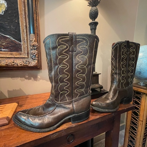 ACME Dark Brown Western Cowboy Boots - Picture 3 of 11